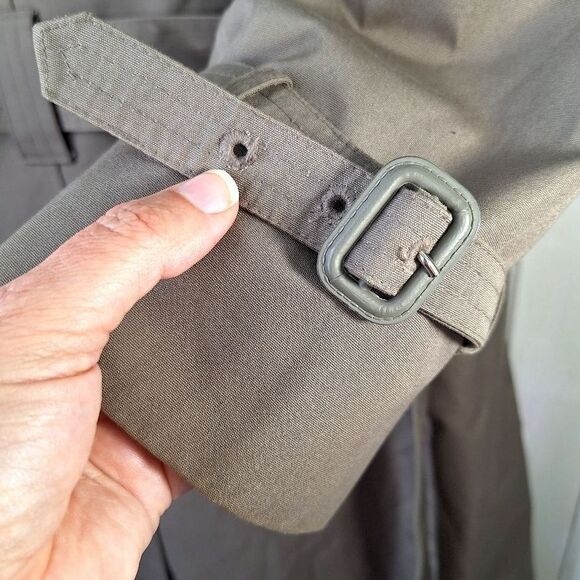 VTG Oleg Cassini Beige Tan Weather Ready Trench Coat 42R w/ Removable Fur Liner - Picture 10 of 14